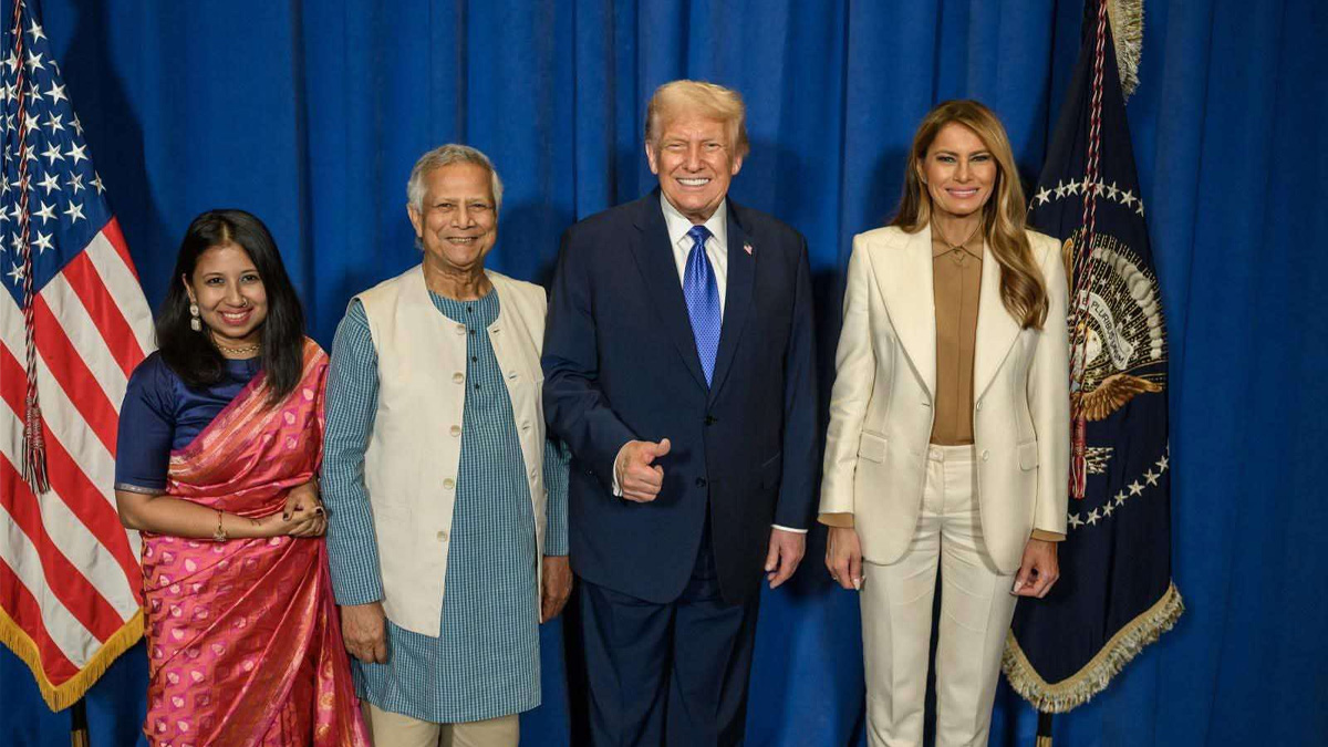 ট্রাম্প দম্পতির সঙ্গে প্রধান উপদেষ্টা ও তার মেয়ে