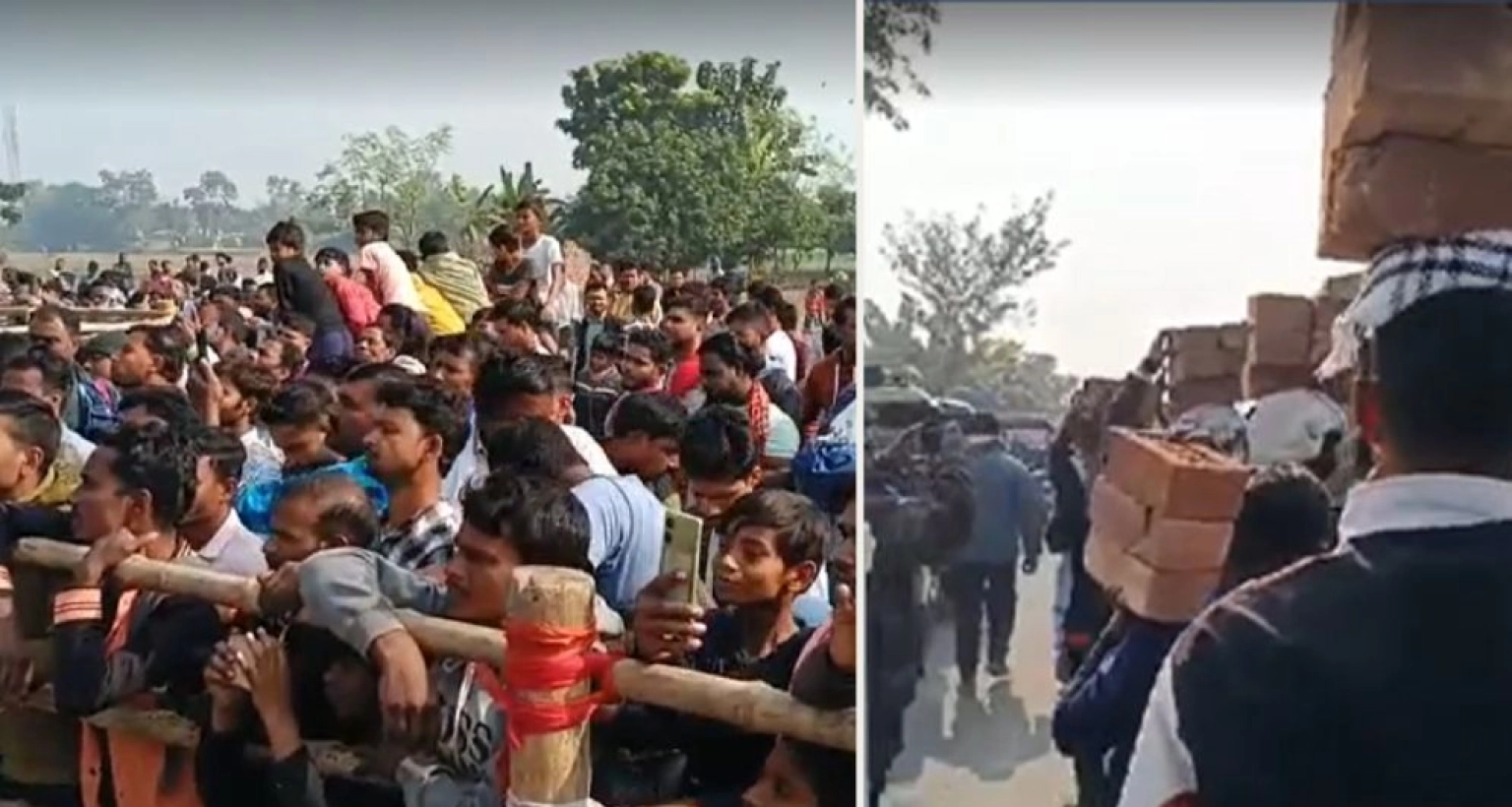 বাবরি মসজিদ নির্মাণে মানুষের ঢল, মাথায় করে আনছেন ইট